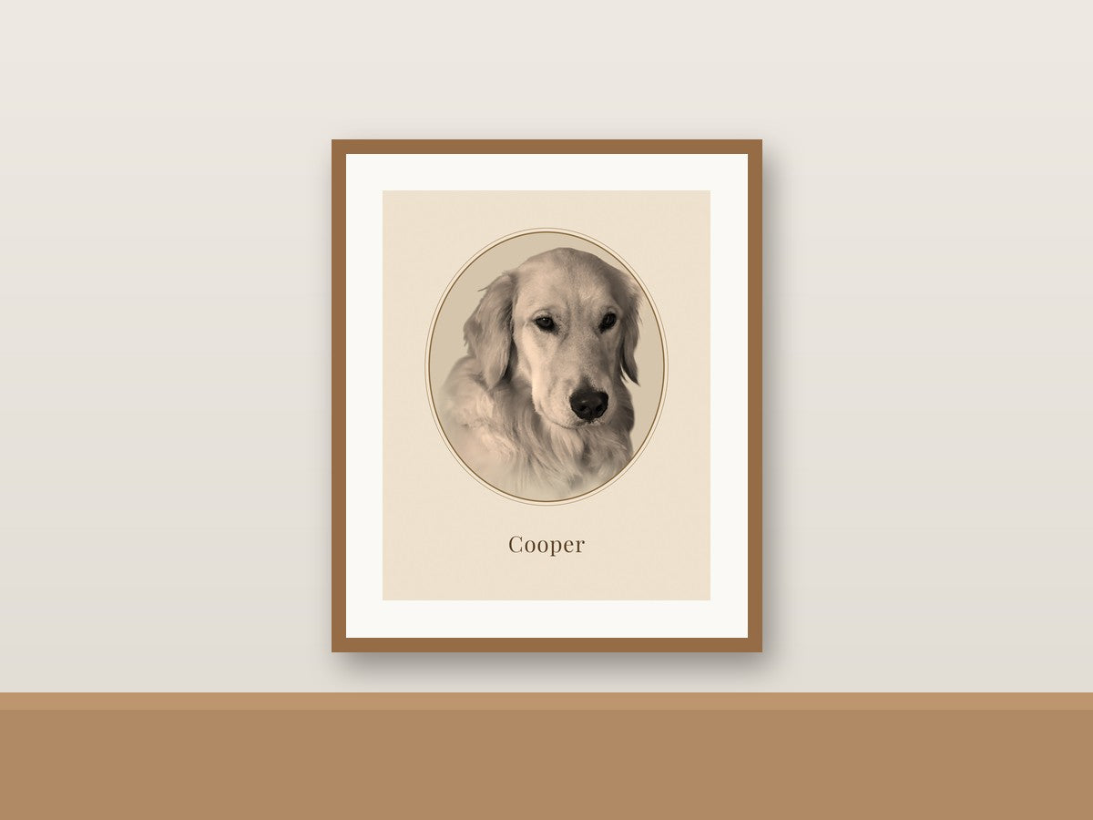 Framed vintage cameo pet portrait