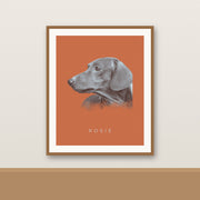 Modern Duotone framed portrait of a dachshund named Rosie