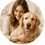 Pet lover holding a dog