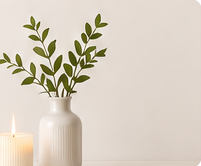 Vase and candle